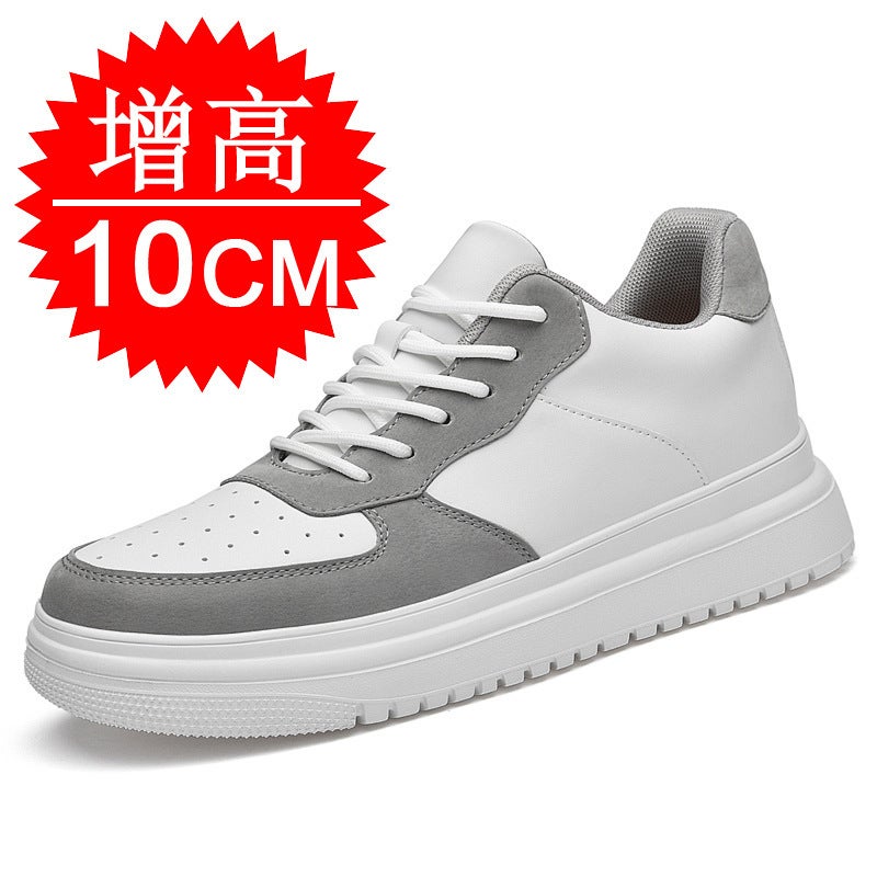 Summer New Style Men''s Shoes with 10cm Invisible Height Increase, Casual Korean Style White Sneakers, Sports Shoes, Board Shoes - Image 1