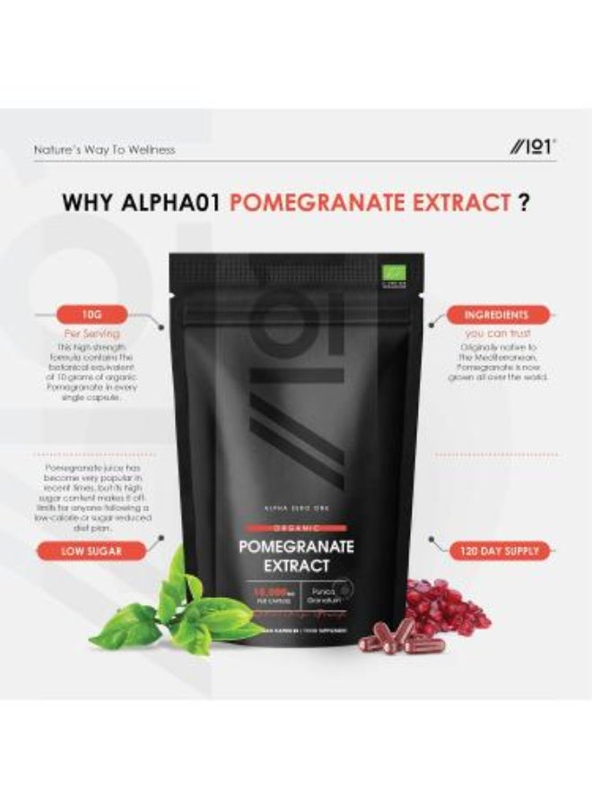 ALPHA01 Organic Pomegranate Extract 10000mg – High Strength, Supports Antioxidant & Heart Health, 120 Vegan Capsules - Image 2