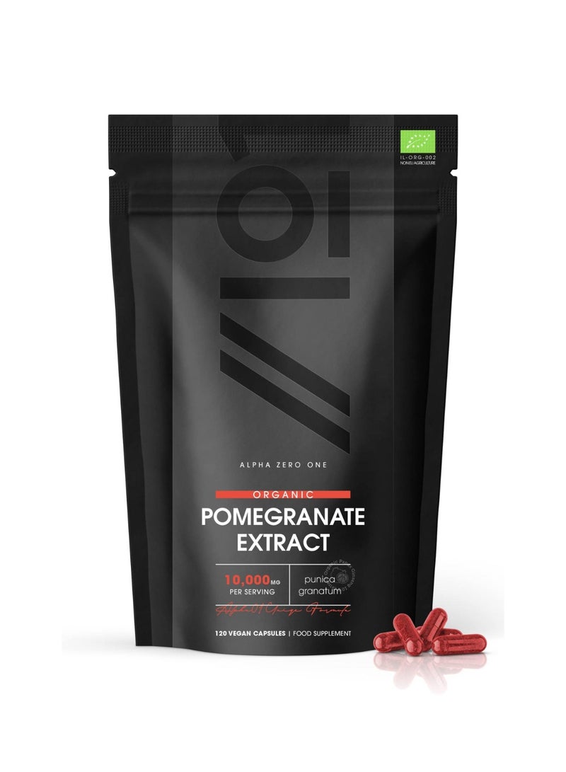 ALPHA01 Organic Pomegranate Extract 10000mg – High Strength, Supports Antioxidant & Heart Health, 120 Vegan Capsules - Image 1