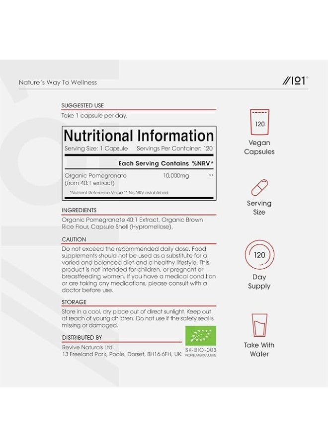 ALPHA01 Organic Pomegranate Extract 10000mg – High Strength, Supports Antioxidant & Heart Health, 120 Vegan Capsules - Image 4