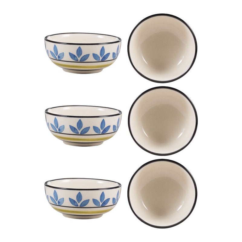 Caffeine Ceramic Handmade Blue asmiya katori Bowl (Set of 6,) - Image 1