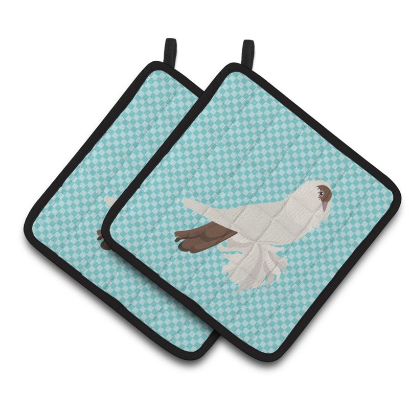 Caroline's Treasures ""Caroline's Treasures German Helmet Pigeon Blue Check Decorated Pot Holder  7.5"""" x 7.5""""""