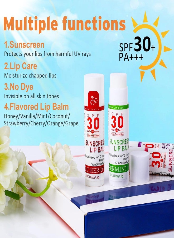 VISRIE SPF 30 Lip Balm with Sunscreen, 8 Pack - 8 Flavors, Hydrating Lip Balm with Vitamin E and Coconut Oil - Image 4