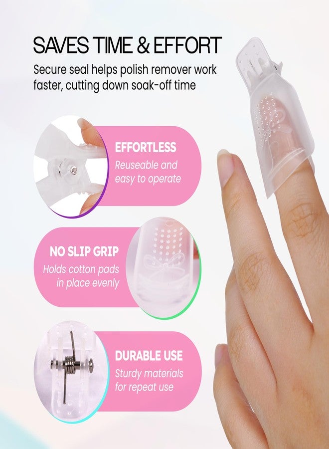 Pana 10pcs Reusable Acrylic Nail Soak Treatment UV Gel Polish Remover Clip Cap Manicure Tool (White Color) - Image 2