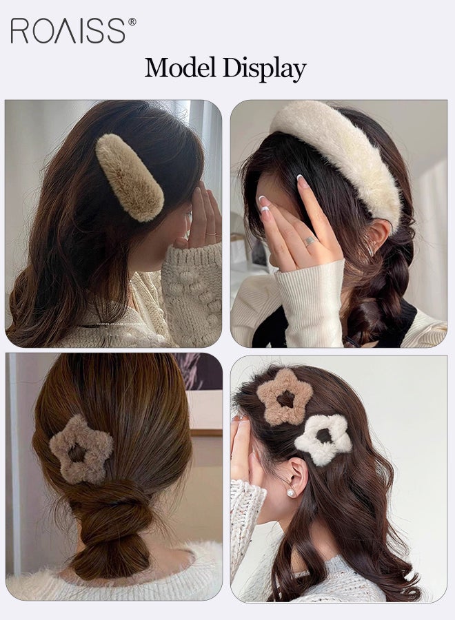 رويس 8 قطع من إكسسوارات الشعر القطيفة الأنيقة، 4 قطع من مشابك الشعر الناعمة، 2 قطعة من مشابك الشعر النجمية القطيفة اللطيفة، 2 قطعة من عصابات الرأس الكرتونية غير القابلة للانزلاق ذات الحواف العريضة، مجموعة متنوعة من الأنماط لتتناسب مع الملابس اليومية للنساء - Image 2