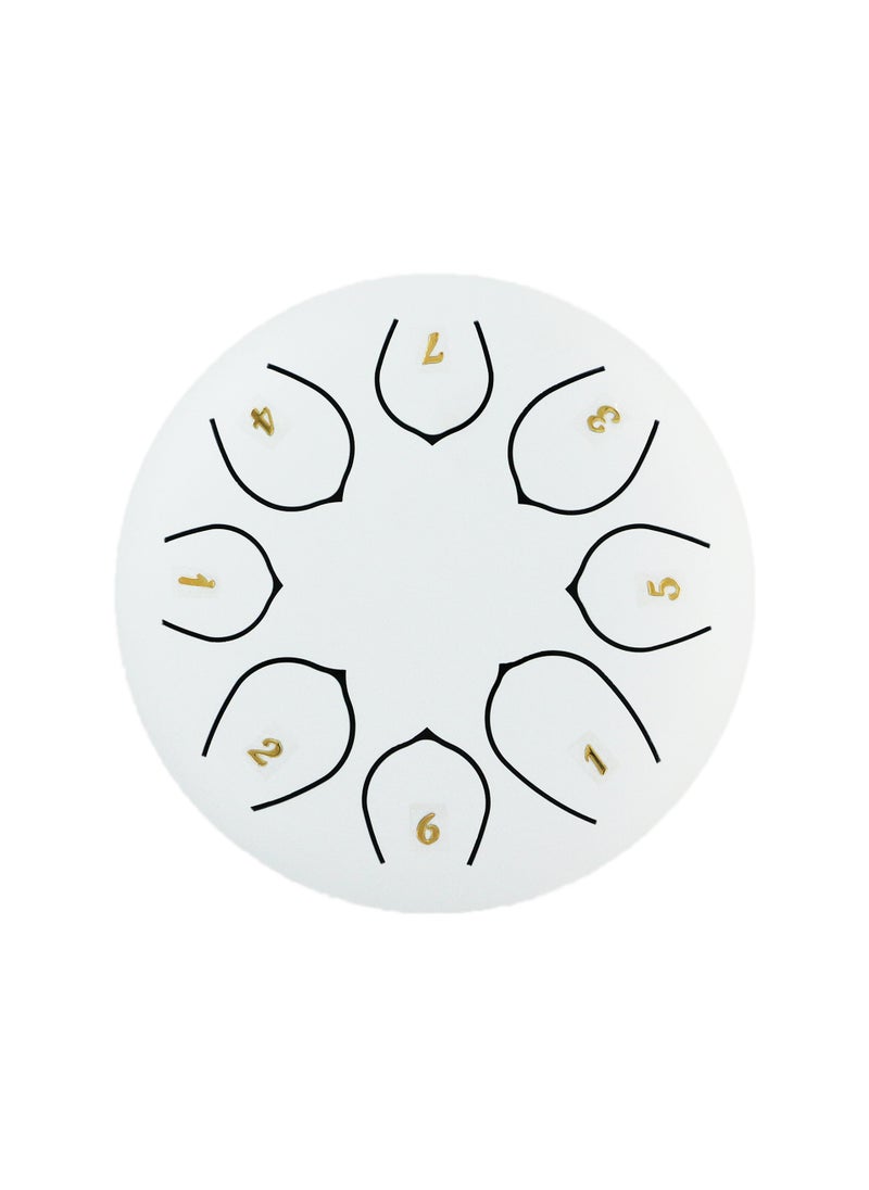 Generic 6-inch 8-Tone Steel Tongue Drum White 