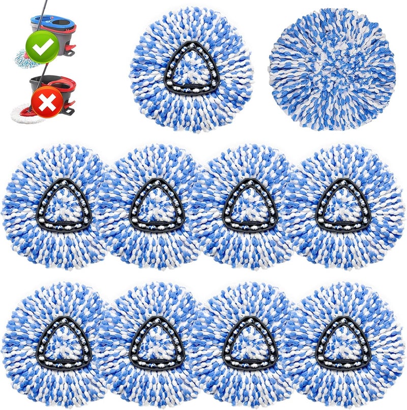 High-PQ 10 Pack Spin Mop Replacement Heads, Only Fit for RinseClean 2-Tank System, 100% Microfiber Spin Mop Refills, 360° Spinning Mop Replace Head for Easy Wring Mop Floor Cleaning - Image 1