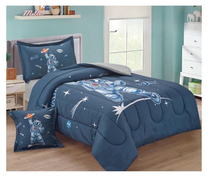 SMART HOME Luxuriously designed 4-piece children's bedding set with comfortable filling. 4-piece reversible bedding set: 170 x 230 cm quilt, fitted sheet, pillowcase, and pillowcase. High-quality, soft microfiber fabric. Ideal for children's rooms - Image 1