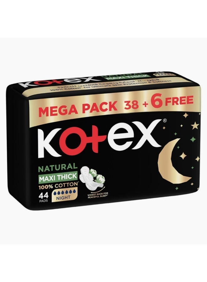Kotex natural cotton thick super pads with wings 44 pieces - Image 1