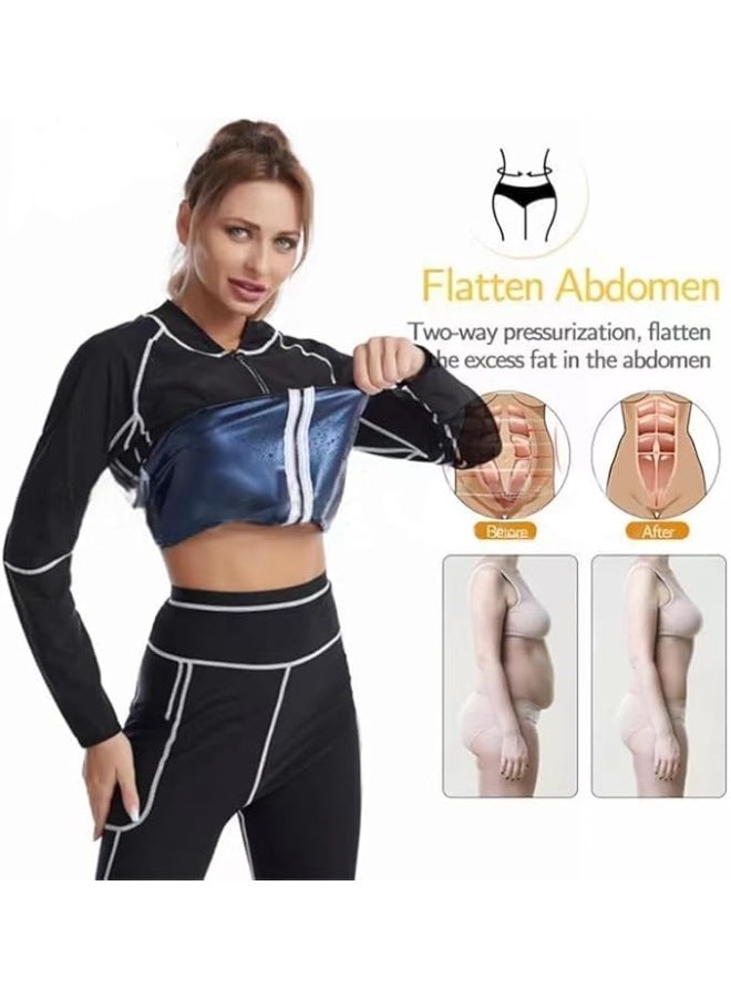 انسجام بدلة ساونا للتخسيس، بدلات للنساء، جاكيت رياضي للتعرق، بنطلون لفقدان الوزن، بدلة رياضية ضيقة بسحاب - Image 5