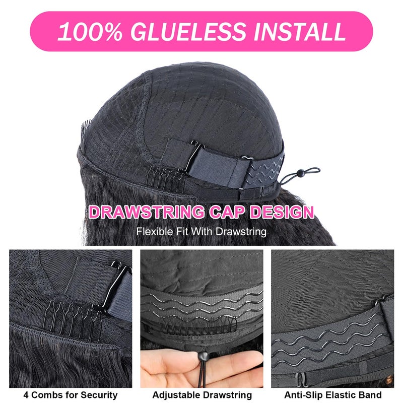 BLY Kinky Straight 3 in 1 Half Wig Human Hair for Women 180% Density Glueless Wear & Go No Lace Flip Over Half Wig Beginner Friendly Seamless Clip In Wigs 16 Inch - Image 4