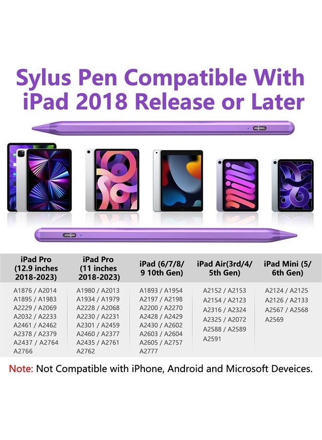 Stylus Pen for iPad, Apple Pencil for iPad 10th/9th Gen, iPad Pro 11&12.9 inch, iPad Pencil Compatible with (2018-2022) Apple iPad Air 5th/4th/3rd Gen, Mini 6th/5th Gen, iPad 8th/7th/6th Gen (Purple)