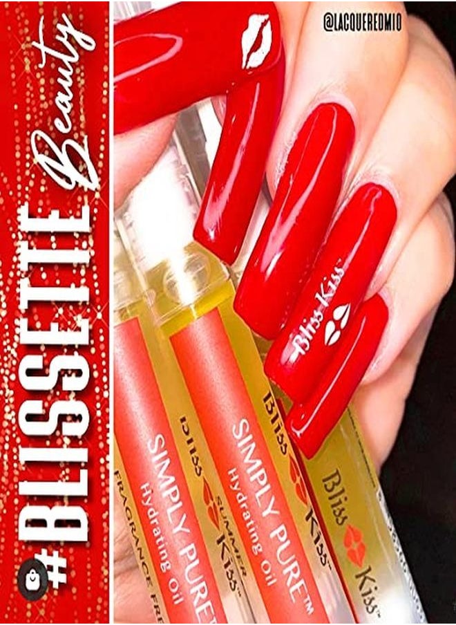 Bliss Kiss - Fragrance Free Starter Kit | Simply Pure Cuticle & Nail Oil | 1 Pack Includes 4 Pens (2Ml Each) St-Free - Image 1