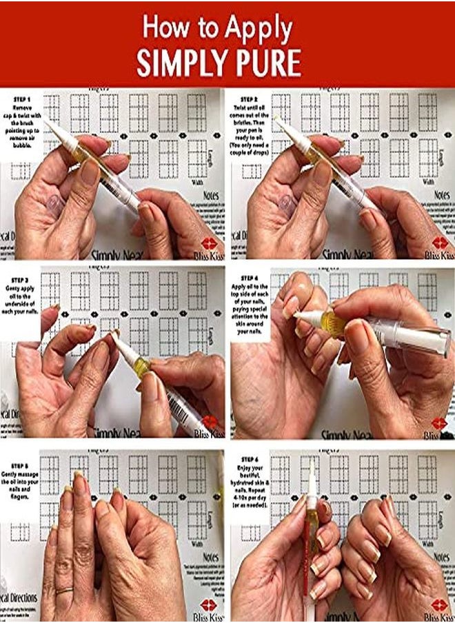 Bliss Kiss - Fragrance Free Starter Kit | Simply Pure Cuticle & Nail Oil | 1 Pack Includes 4 Pens (2Ml Each) St-Free - Image 1