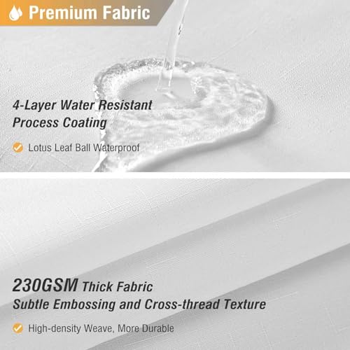 BTTN Extra Long Shower Curtain 72x96 inches, Tall Linen Textured Heavy Duty Fabric Shower Curtain Set with 12 Plastic Hooks, Large Classic Hotel Polyester Cloth Shower Curtains for Bathroom, White - Image 2