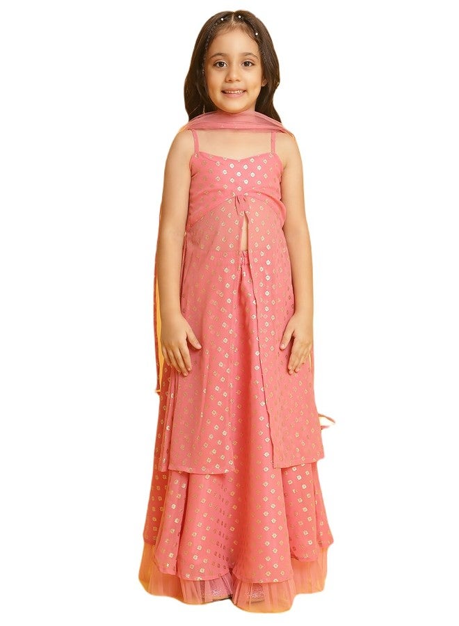 Nautinati Baby Girl's Polyester Readymade Lehenga Choli Set (Ew313-103_Light-Pink_2Y) - Image 1