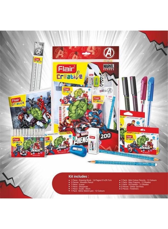 Flair Flair Creative Series Marvel Avengers Stationery Kit | Combination of 58 Assorted Items | Smart Kit for Your Creative Need & Fun Learning | Ideal Gift Set for Kids | Pack of 1 - Image 3
