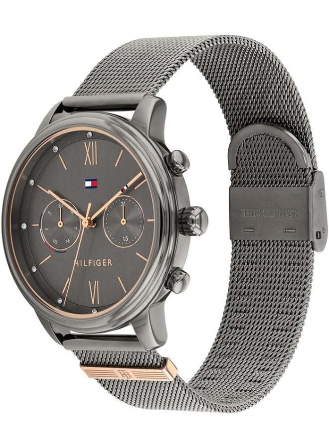 TOMMY HILFIGER Women's Gunmetal Dial Ionic Plated Grey Steel Watch  - Image 2