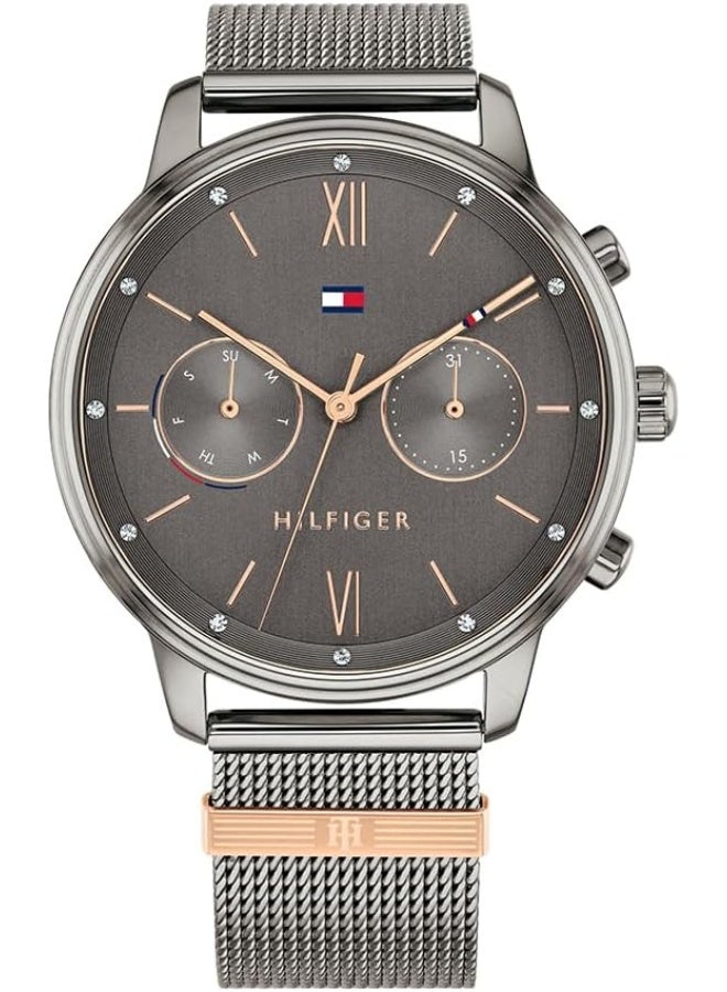 TOMMY HILFIGER Women's Gunmetal Dial Ionic Plated Grey Steel Watch  - Image 1