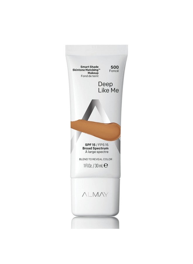 Almay Smart Shade Skintone Matching Makeup Medium Coverage Natural Finish Foundation With Spf 15 Hypoallergenic Cruelty Freeunscented Dermatologist Tested 500 Deep Like Me 1 Oz - Image 1