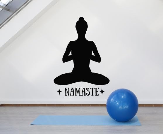 SnappySticker SnappySticker Namaste Yoga Studio Lotus Pose Vinyl Wall Art Decal Stickers Kitchen Dcor Size 27 X 37cm - Image 1