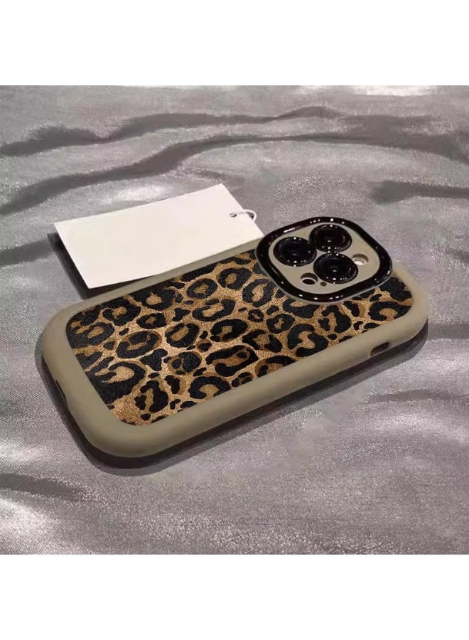 NIBEMINENT High End Leopard Print Protective TPU Case Cover For iPhone 16 Pro, Tea Color