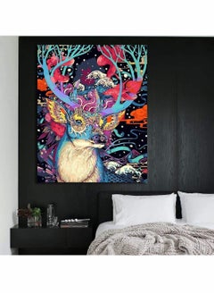 Y&D DIY Oil Painting Paint by Numbers Colourful Floral Deer Canvas Print Wall Art Home Decoration Frameless No Frame for Kids Students Adults Beginner with Brushes Pigment  - Image 3