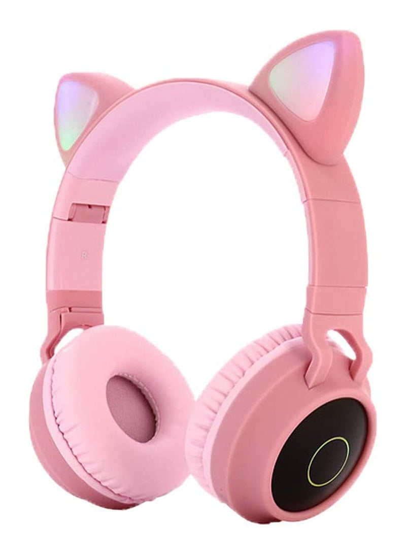 GT-Wheel Kids Bluetooth Cat Ear Headphones 5.0 with Mic LED Light Deep Bass Foldable Stereo Wireless Headset - Image 1