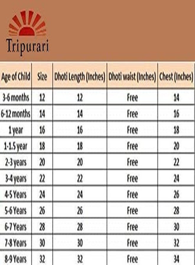 TRIPURARI فستان تريبوراري كريشنا للأطفال الأولاد والبنات 100% قطن Dhoti Kurta Krishna للأطفال زي ملابس عرقية (عبوة من 5 - كورتا، دوتي، بانسوري، مور بانخ موكوت، باندهني باتكا) (6-12 شهرًا) - Image 3