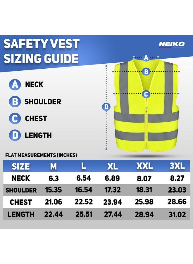 Neiko 53942A High Visibility Safety Vest with Reflective Strips | Size X-Large | Neon Yellow Color | Zipper Front | For Emergency, Construction and Safety Use - Image 4