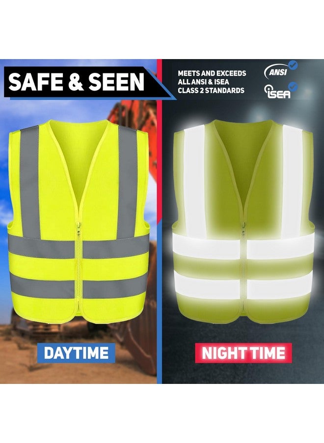 Neiko 53942A High Visibility Safety Vest with Reflective Strips | Size X-Large | Neon Yellow Color | Zipper Front | For Emergency, Construction and Safety Use - Image 2
