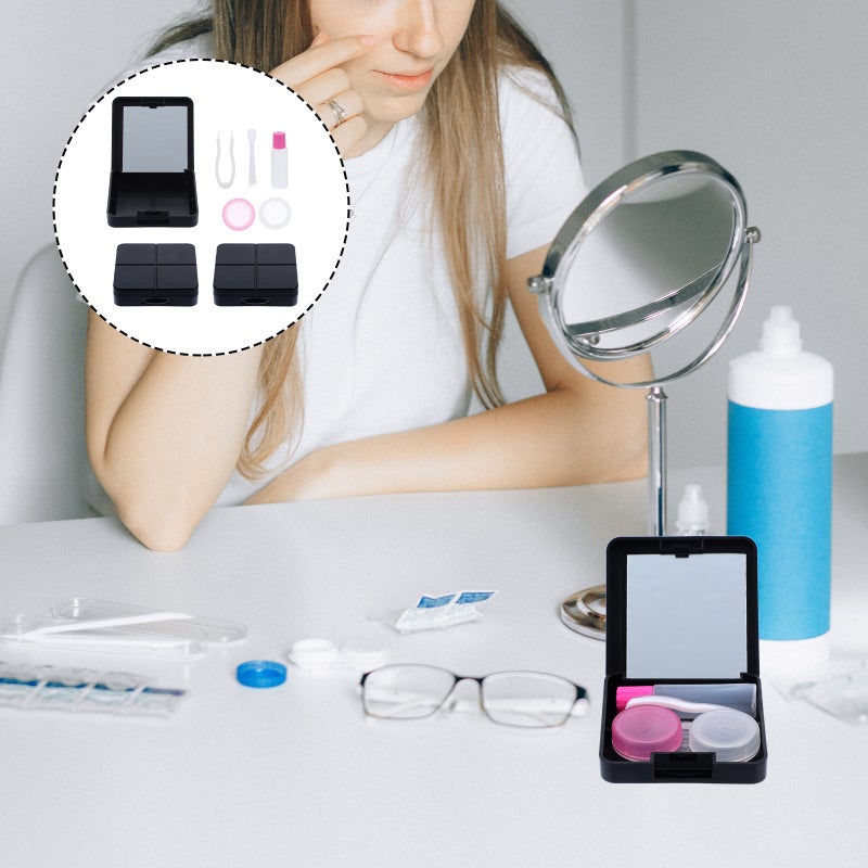 📱 علب عدسات لاصقة صغيرة مع مرآة للسفر والاستخدام اليومي - Image 1