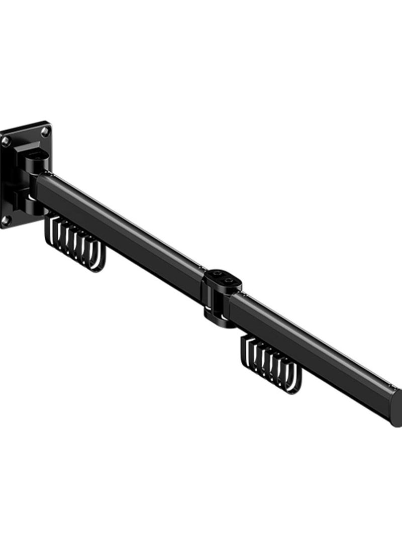 Loquat Double Wall-Mounted Foldable Clothes Hanger Rack Black - Image 1