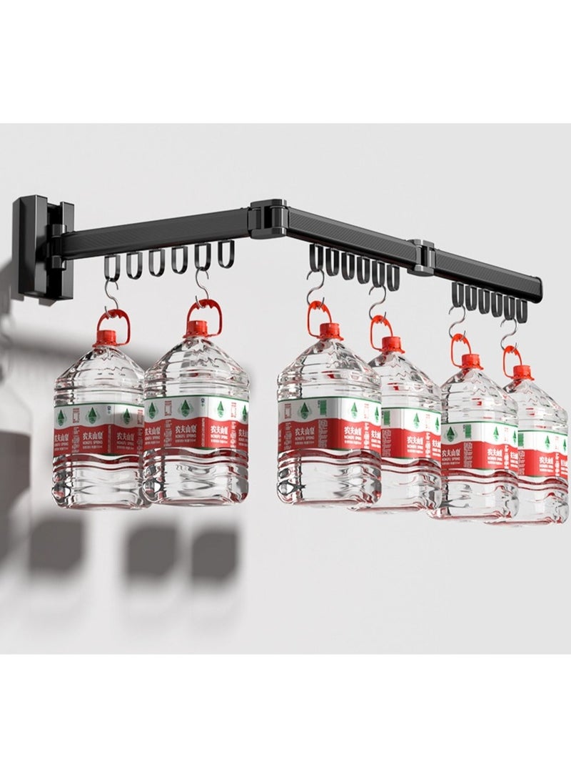 Loquat Double Wall-Mounted Foldable Clothes Hanger Rack Black - Image 3