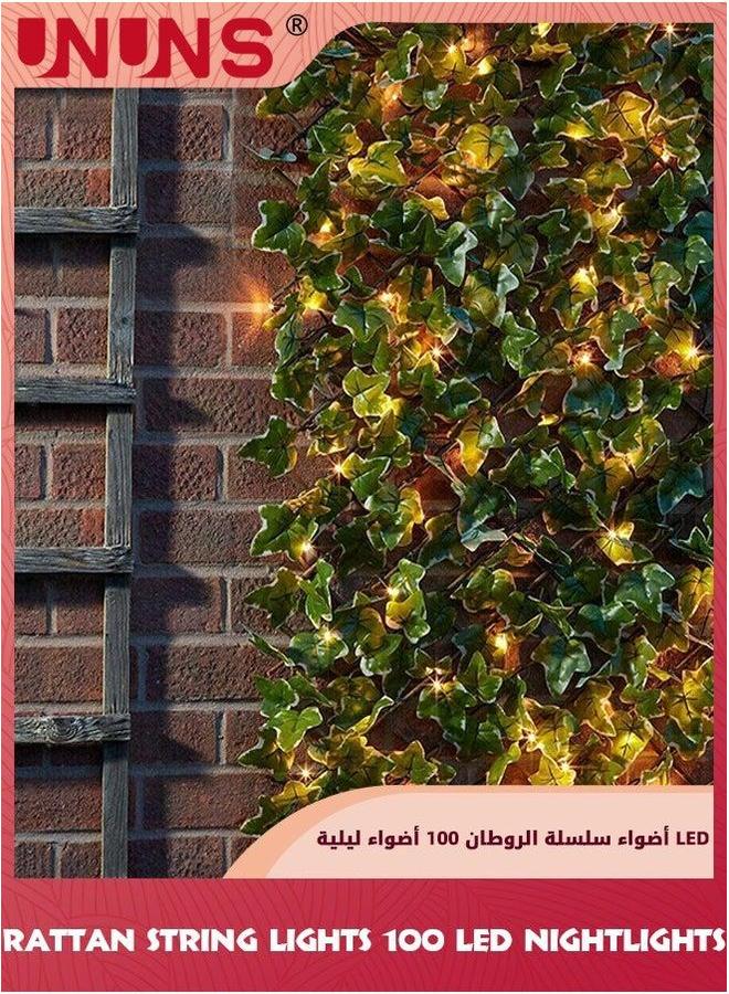 يو إن يو إن أس Ivy String Lights,Rattan Lights Outdoor 100 LED 2M Artificial Plants Lights,Garland Vines Decorative,USB Hanging For Bedroom Wedding Party Holiday Garden Patio Decor - Image 1
