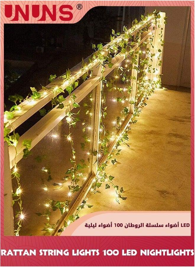 يو إن يو إن أس Ivy String Lights,Rattan Lights Outdoor 100 LED 2M Artificial Plants Lights,Garland Vines Decorative,USB Hanging For Bedroom Wedding Party Holiday Garden Patio Decor - Image 5