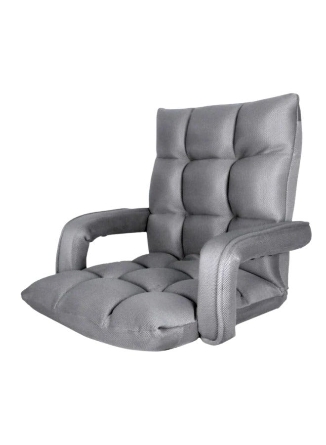 سمارت هوم كرسي أرضي فاخر قابل للطي مع مسند ذراع – كرسي استرخاء قماش مخمل ، مريح للاسترخاء والتخييم، دعامة ظهر مريحة، طي سهل للتخزين، مثالي لغرفة المعيشة والألعاب والرحلات، بحجم 60×54×54 سم، لون رصاصي - Image 1