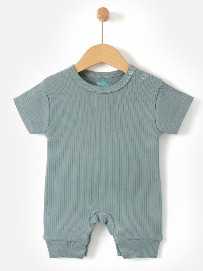 Babies Basic Premium Ribbed Cotton Short Sleeves Romper - Image 4