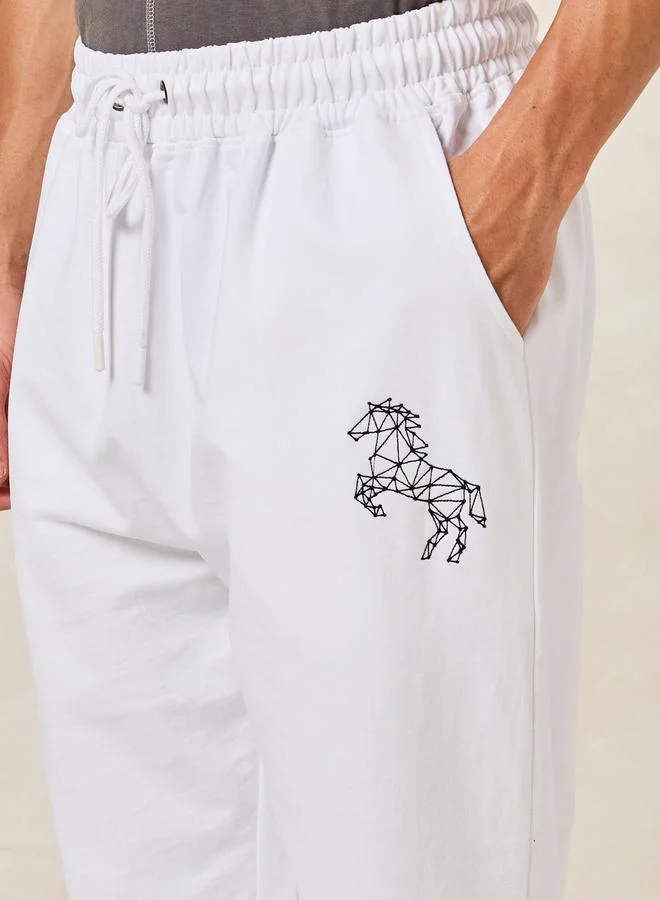 Styli Embroidery Detail Oversized Varsity Joggers