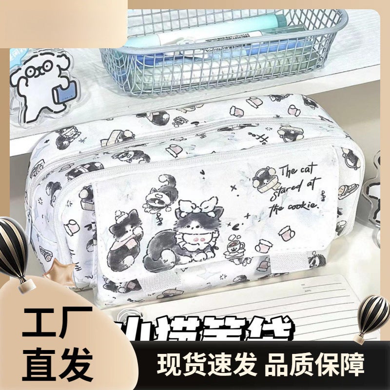 Multi-Functional Primary School Students Senior High School Stationery Bag Large Collection Girl Heart Large Capacity High-Value Korean Pencil Case - Image 2