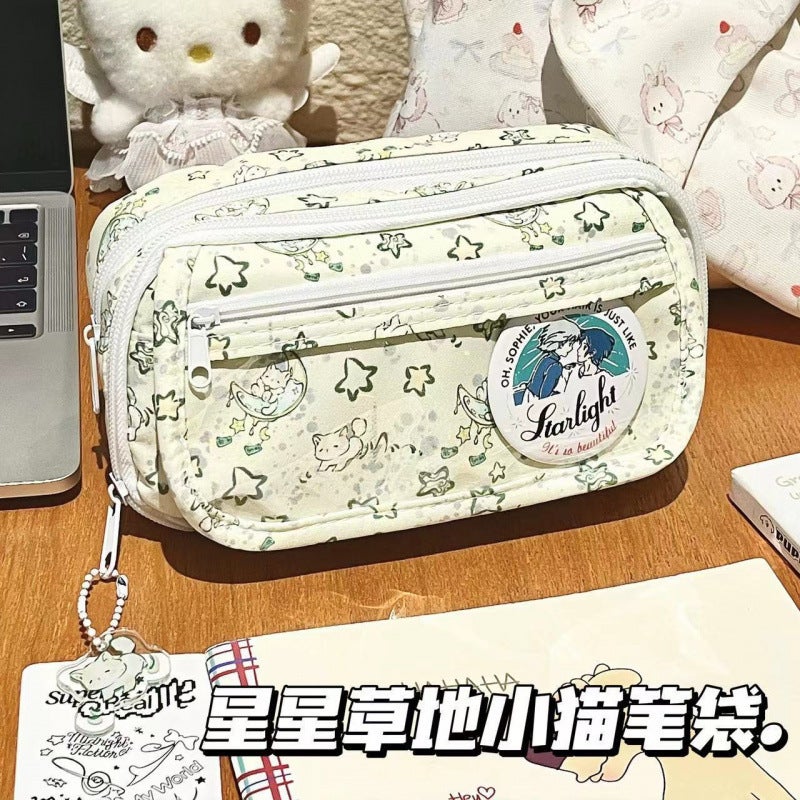 Multi-Functional Primary School Students Senior High School Stationery Bag Large Collection Girl Heart Large Capacity High-Value Korean Pencil Case - Image 1