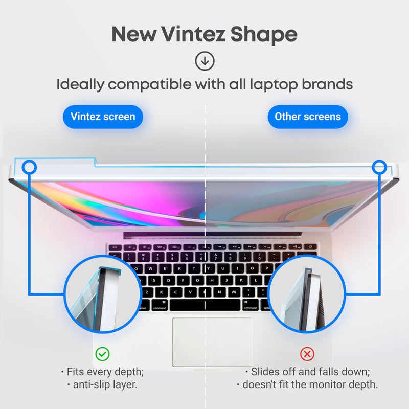 VINTEZ Blue Light Blocking Screen Protector Panel for 15.6 inch Diagonal PC Anti-UV Eye Protection Filter Film - Widescreen Laptop and Monitor Frame Hanging Type (W 14.2" X H 8.7") [1 Pack] - Image 4