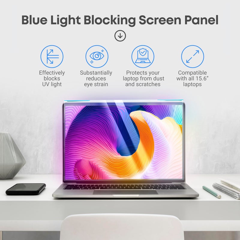 VINTEZ Blue Light Blocking Screen Protector Panel for 15.6 inch Diagonal PC Anti-UV Eye Protection Filter Film - Widescreen Laptop and Monitor Frame Hanging Type (W 14.2" X H 8.7") [1 Pack] - Image 3