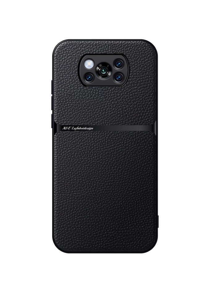 Phone Case Cover Leather TPU Back Case Cover shock resistant Compatible with Poco x3 nfc / Poco x3 Pro (Black) - Image 1