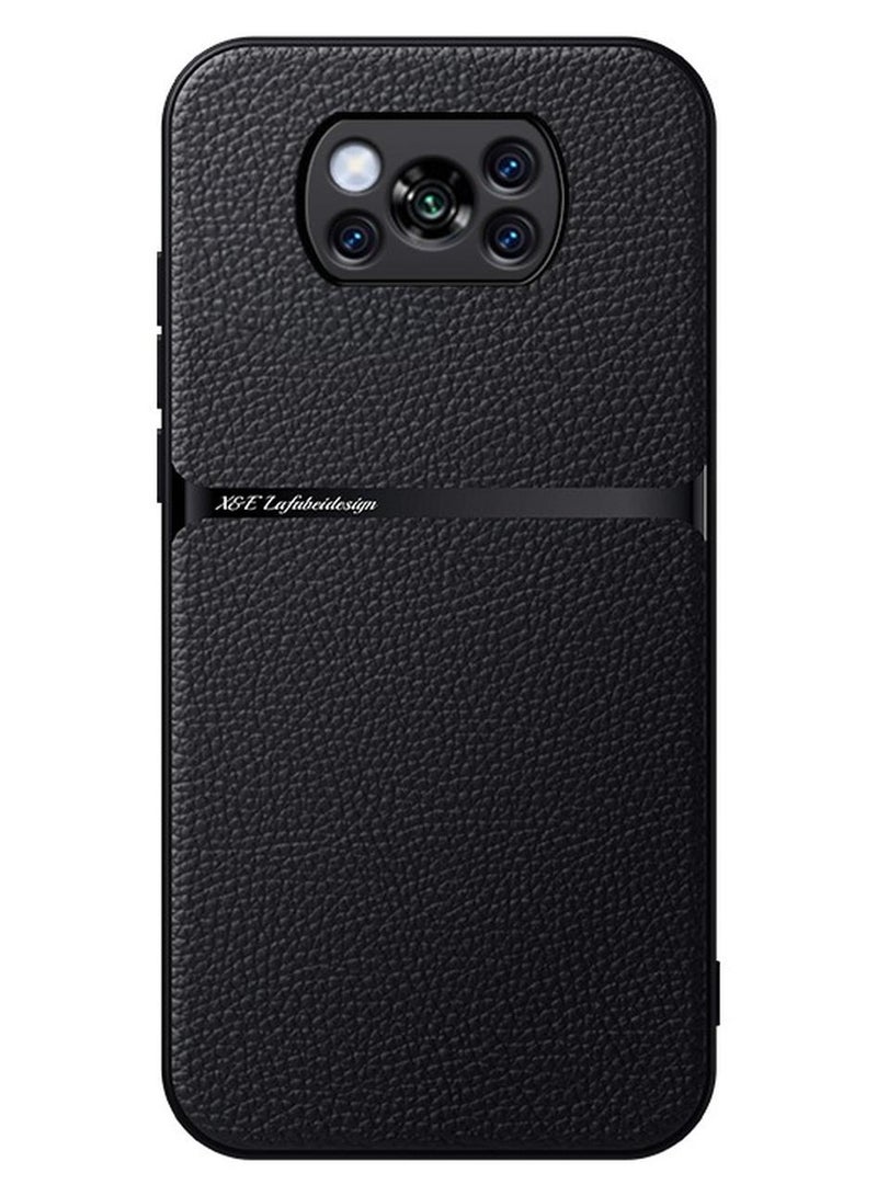 Phone Case Cover Leather TPU Back Case Cover shock resistant Compatible with Poco x3 nfc / Poco x3 Pro (Black) - Image 1