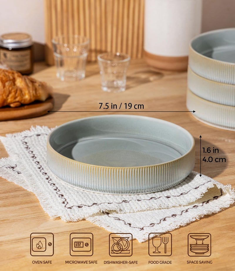 theterra 7.5'' Ceramic Pasta Bowls, Salad Bowls Set of 4, Stoneware Serving Bowls for Fruits, Noodle, Dinner, House-warming Wedding Present, Desert Sage - Image 3