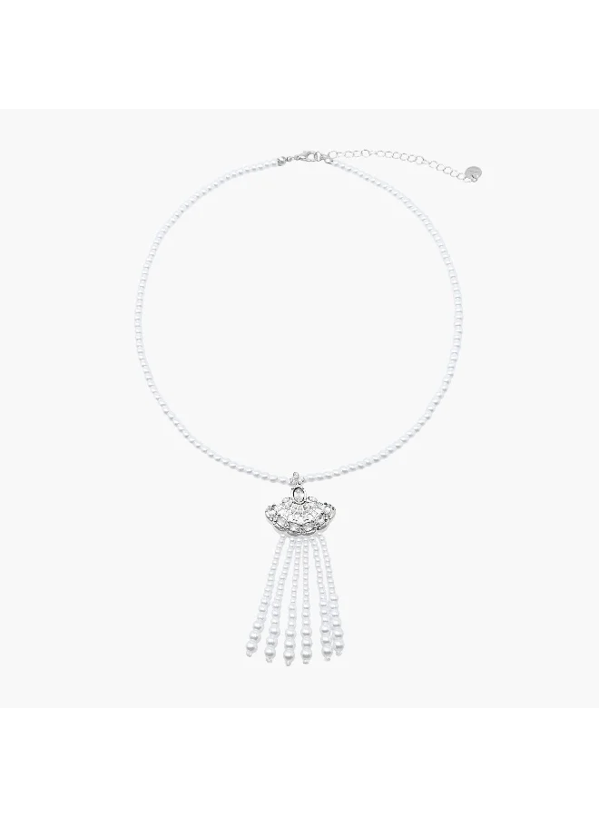 لايف ستايل Metal Pearl Pendant Necklace