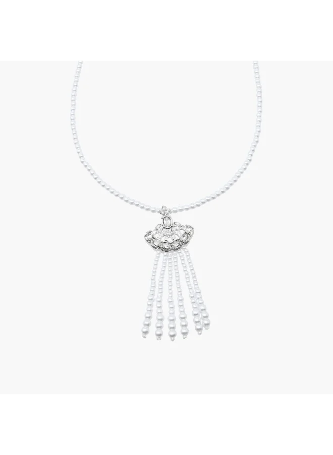 لايف ستايل Metal Pearl Pendant Necklace