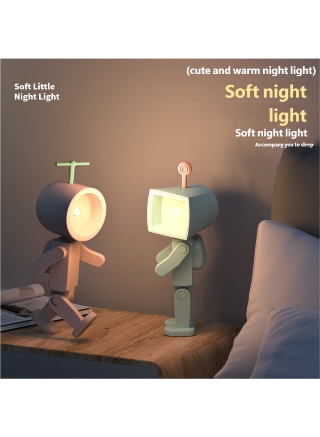 Astronaut Magnetic LED Night Light - Battery-Powered Mini Robot Book Light, Desktop Building Block Decor Ambient Lamp, Creative Christmas/Birthday Gift Toy - Image 4