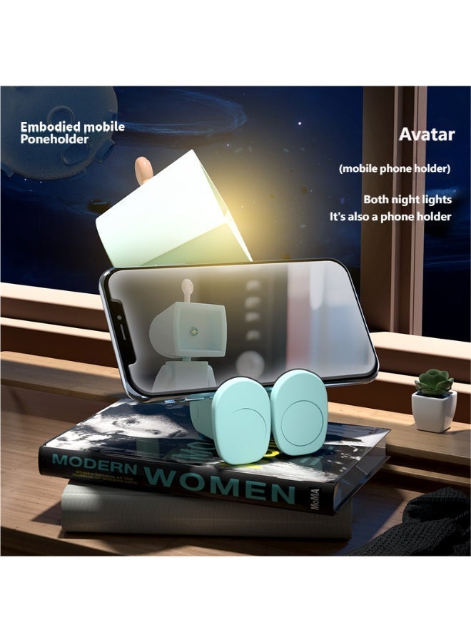 Astronaut Magnetic LED Night Light - Battery-Powered Mini Robot Book Light, Desktop Building Block Decor Ambient Lamp, Creative Christmas/Birthday Gift Toy - Image 1